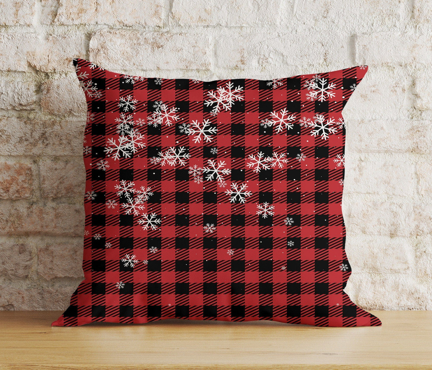 Onay 1 / 12 x 12 inch (30 x 30 cm) Double Side Xmas Reindeer Red & Green Checkered Print Cushion Cover