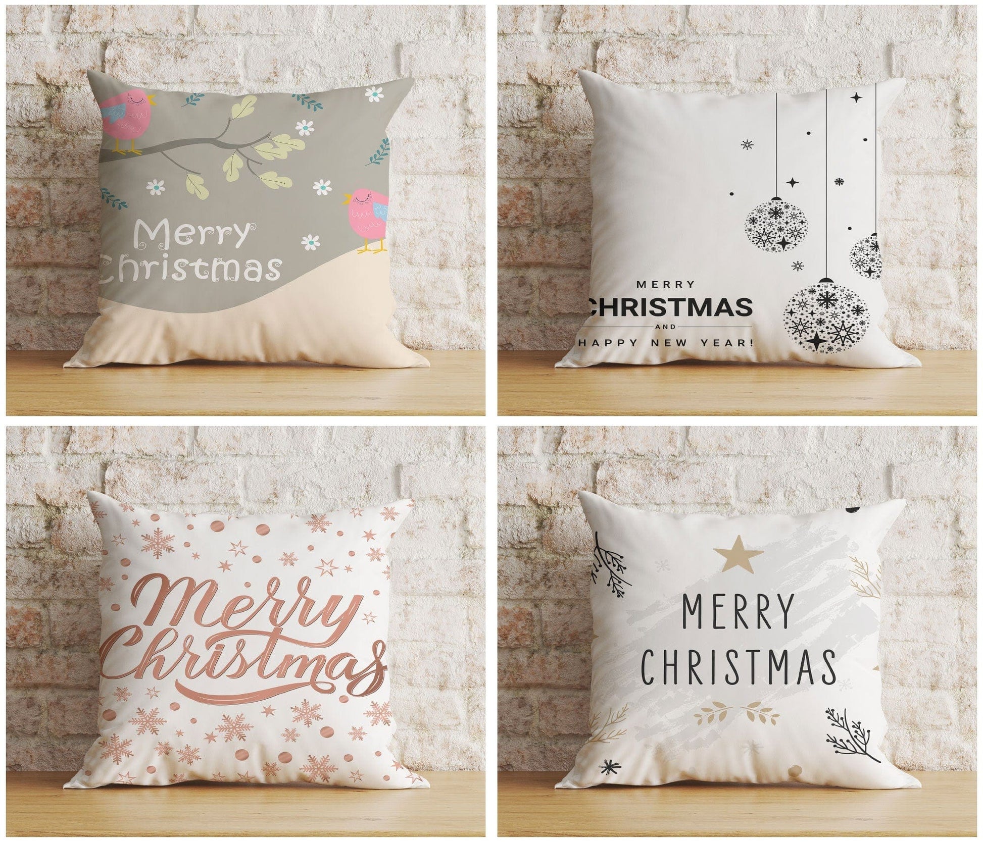 Onay Xmas Snowflake Santa Claus Merry Christmas Print Cushion Cover