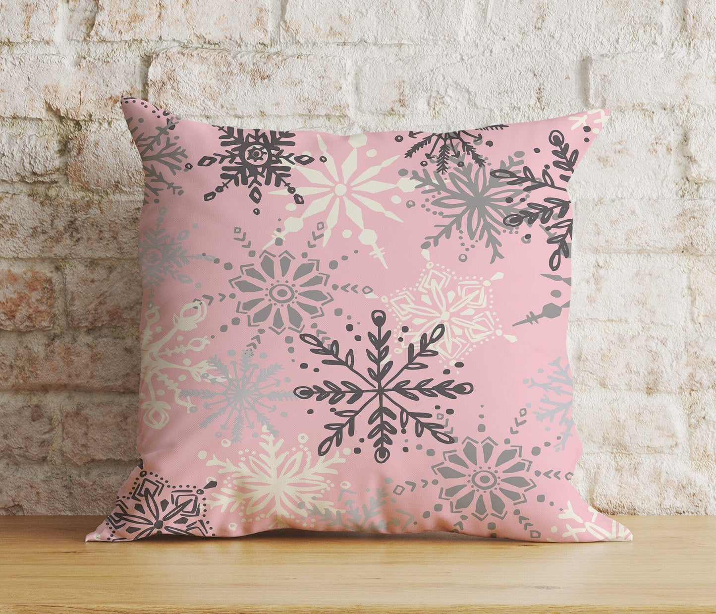 Onay 9 / 12 x 12 inch (30 x 30 cm) Double Side Xmas Winter Soft Pastel Snowflakes Cozy Cushion Covers