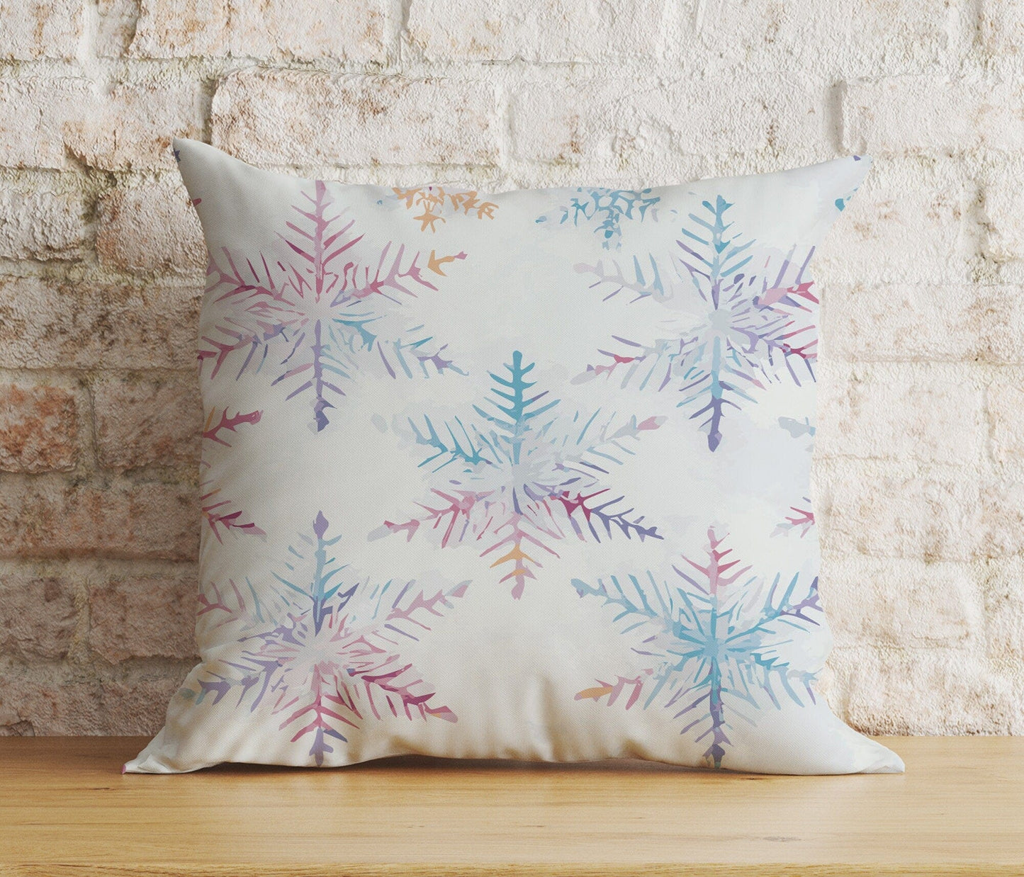Onay 8 / 12 x 12 inch (30 x 30 cm) Double Side Xmas Winter Soft Pastel Snowflakes Cozy Cushion Covers