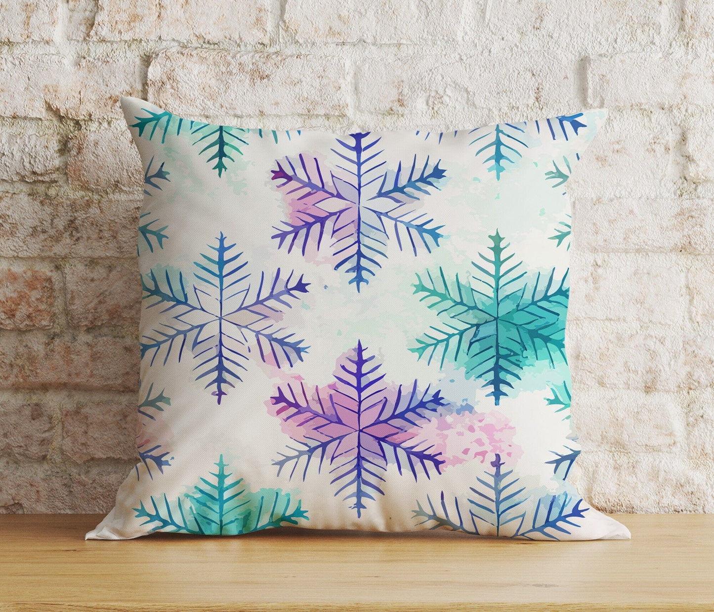 Onay 7 / 12 x 12 inch (30 x 30 cm) Double Side Xmas Winter Soft Pastel Snowflakes Cozy Cushion Covers