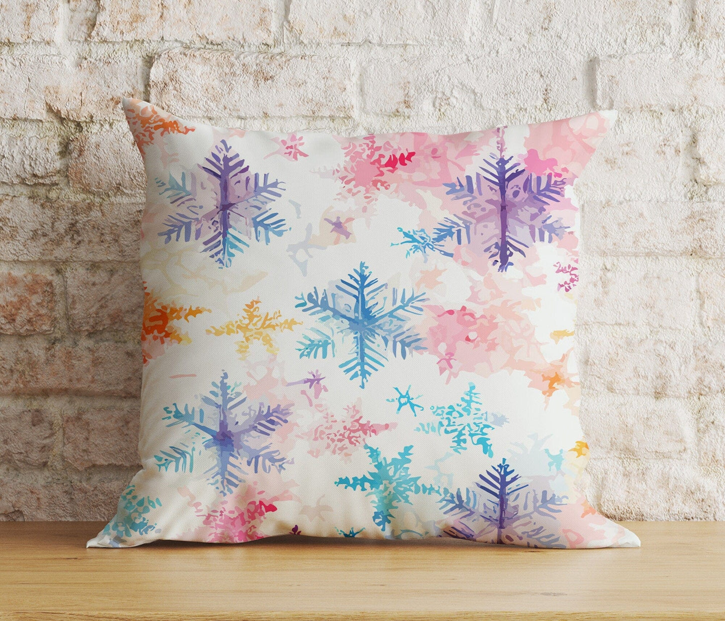 Onay 5 / 12 x 12 inch (30 x 30 cm) Double Side Xmas Winter Soft Pastel Snowflakes Cozy Cushion Covers