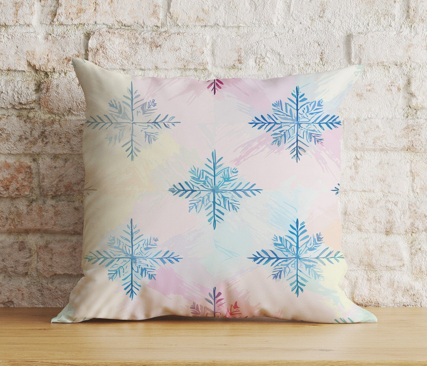 Onay 4 / 12 x 12 inch (30 x 30 cm) Double Side Xmas Winter Soft Pastel Snowflakes Cozy Cushion Covers