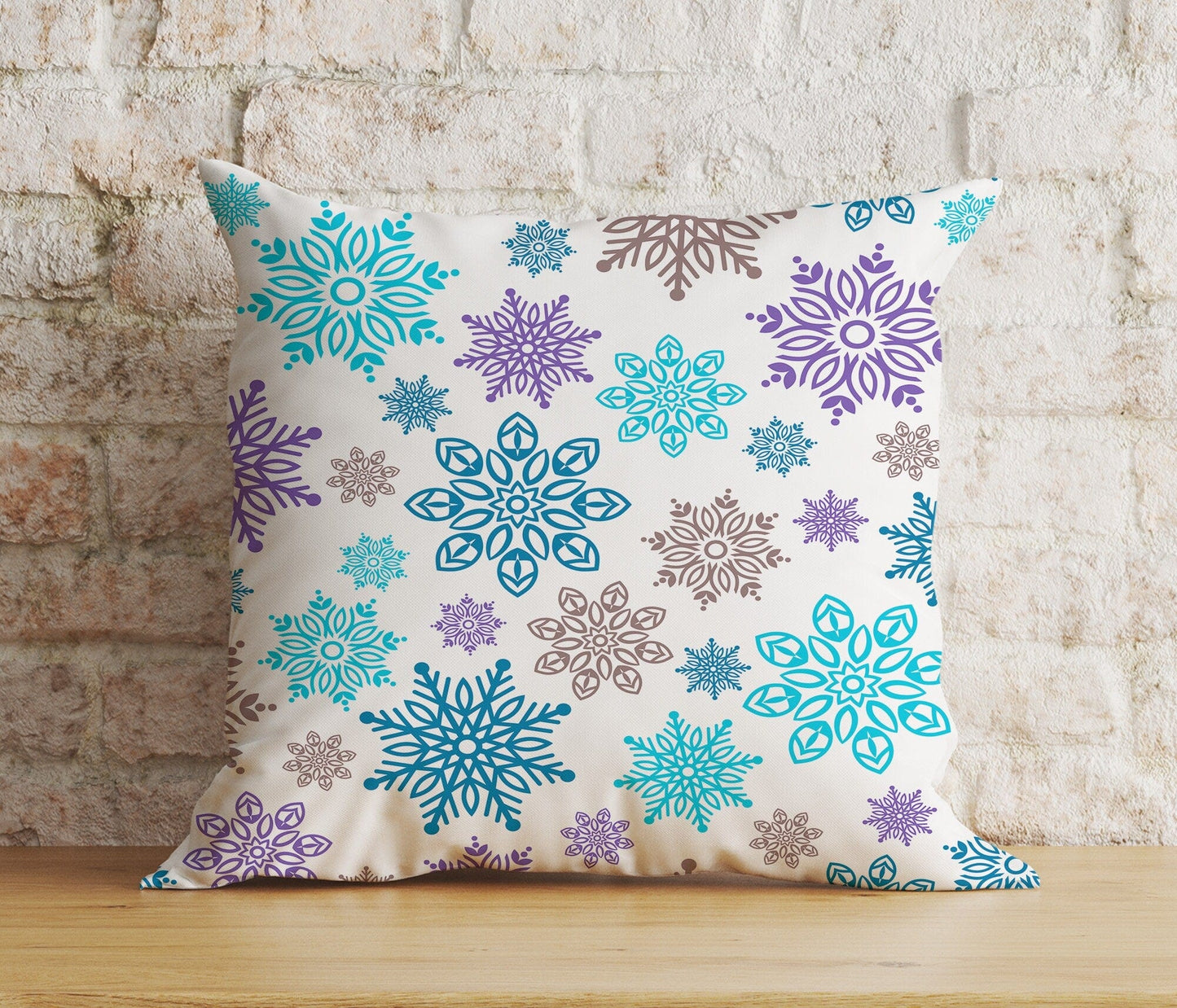 Onay 1 / 12 x 12 inch (30 x 30 cm) Double Side Xmas Winter Soft Pastel Snowflakes Cozy Cushion Covers