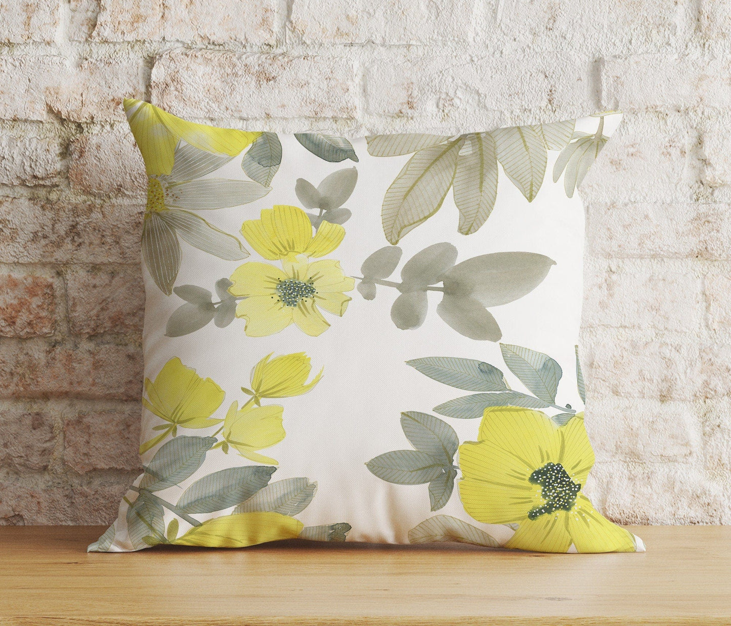 Onay 9 / 12 x 12 inch (30 x 30 cm) Yellow Abstract Floral Spring Summer Trend Cushion Cover