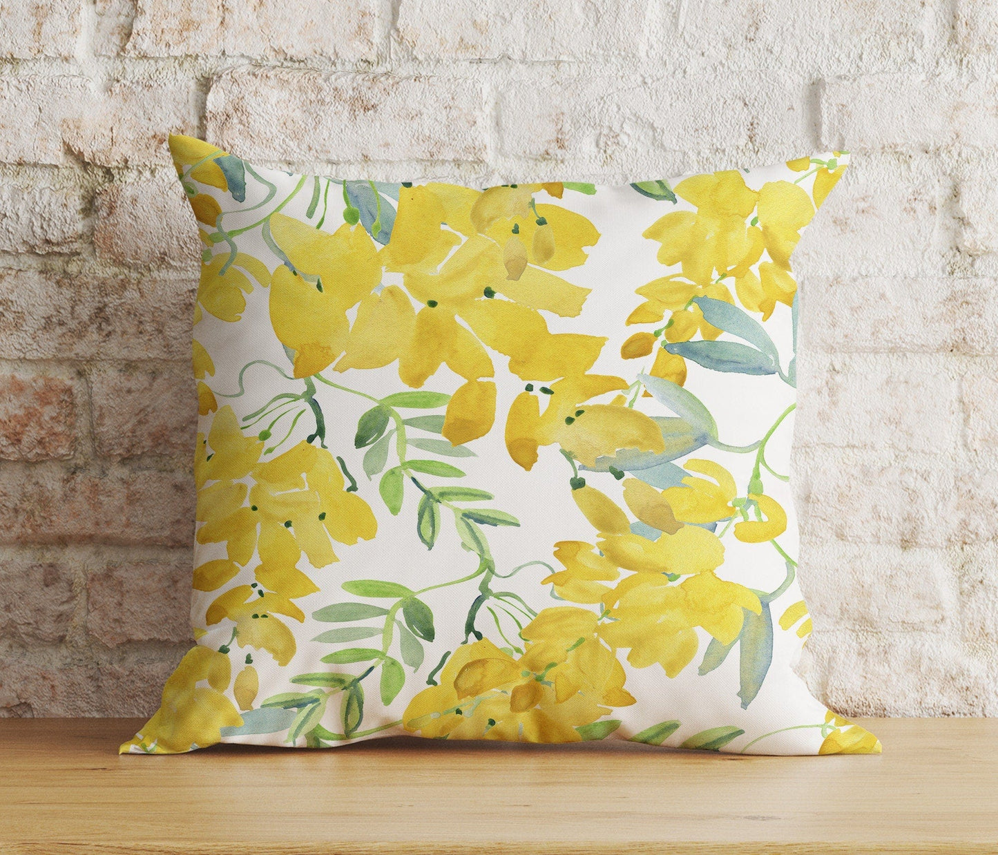 Onay 5 / 12 x 12 inch (30 x 30 cm) Yellow Abstract Floral Spring Summer Trend Cushion Cover