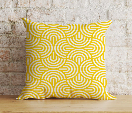 Onay 1 / 12 x 12 inch (30 x 30 cm) Yellow Abstract Floral Spring Summer Trend Cushion Cover