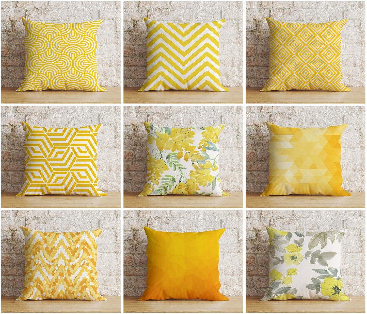 Onay Yellow Abstract Floral Spring Summer Trend Cushion Cover