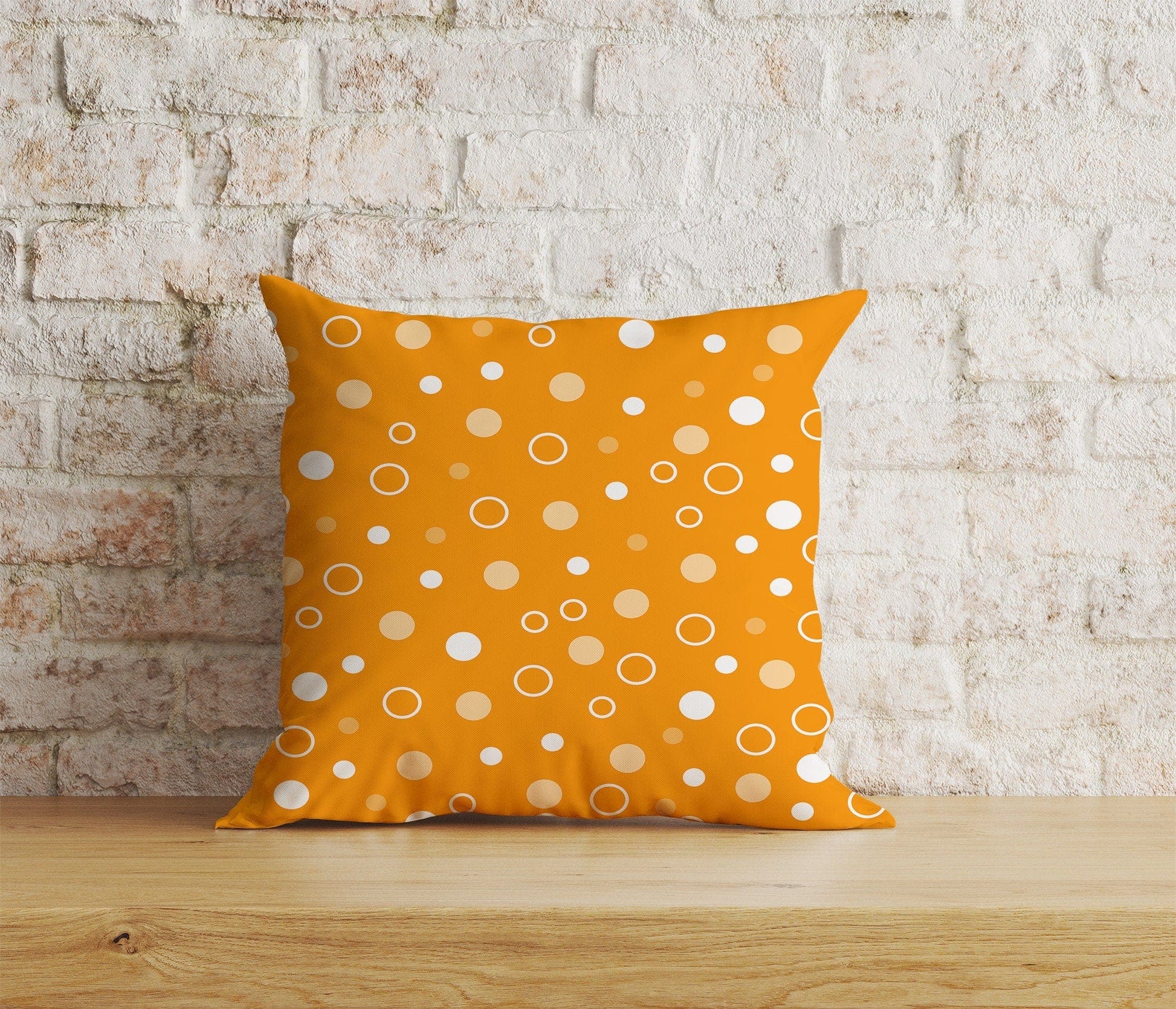 Onay 9 / 12 x 12 inch (30 x 30 cm) Yellow and Orange Polka Dots Dotted Cushion Covers