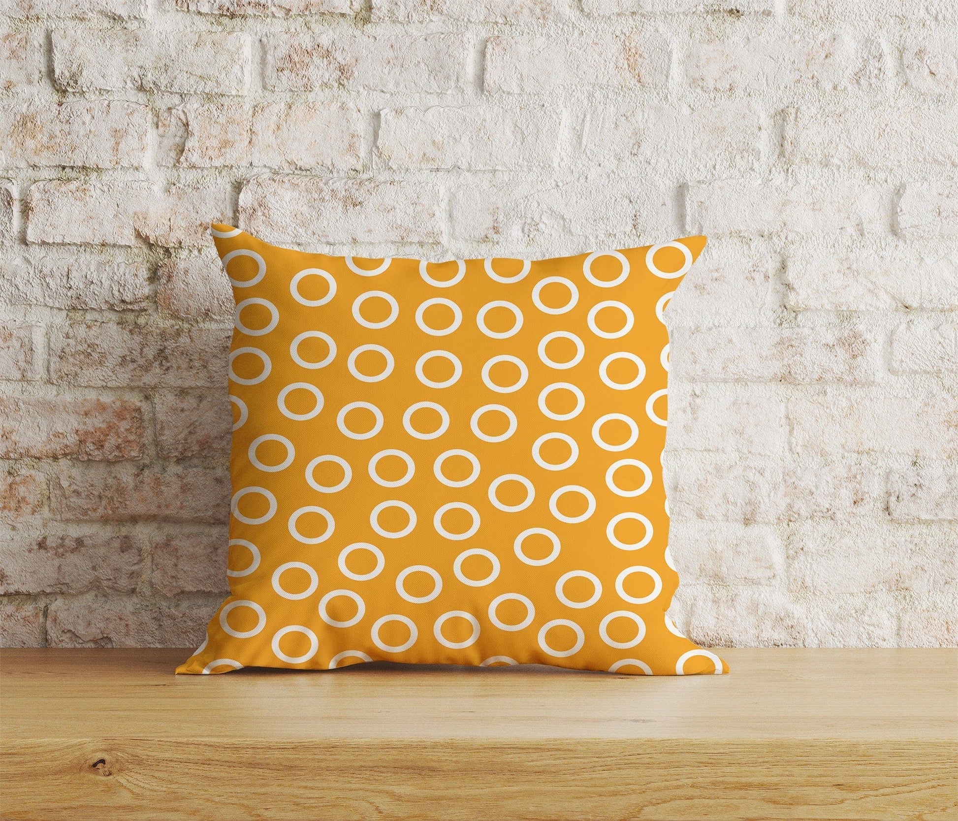 Onay 3 / 12 x 12 inch (30 x 30 cm) Yellow and Orange Polka Dots Dotted Cushion Covers