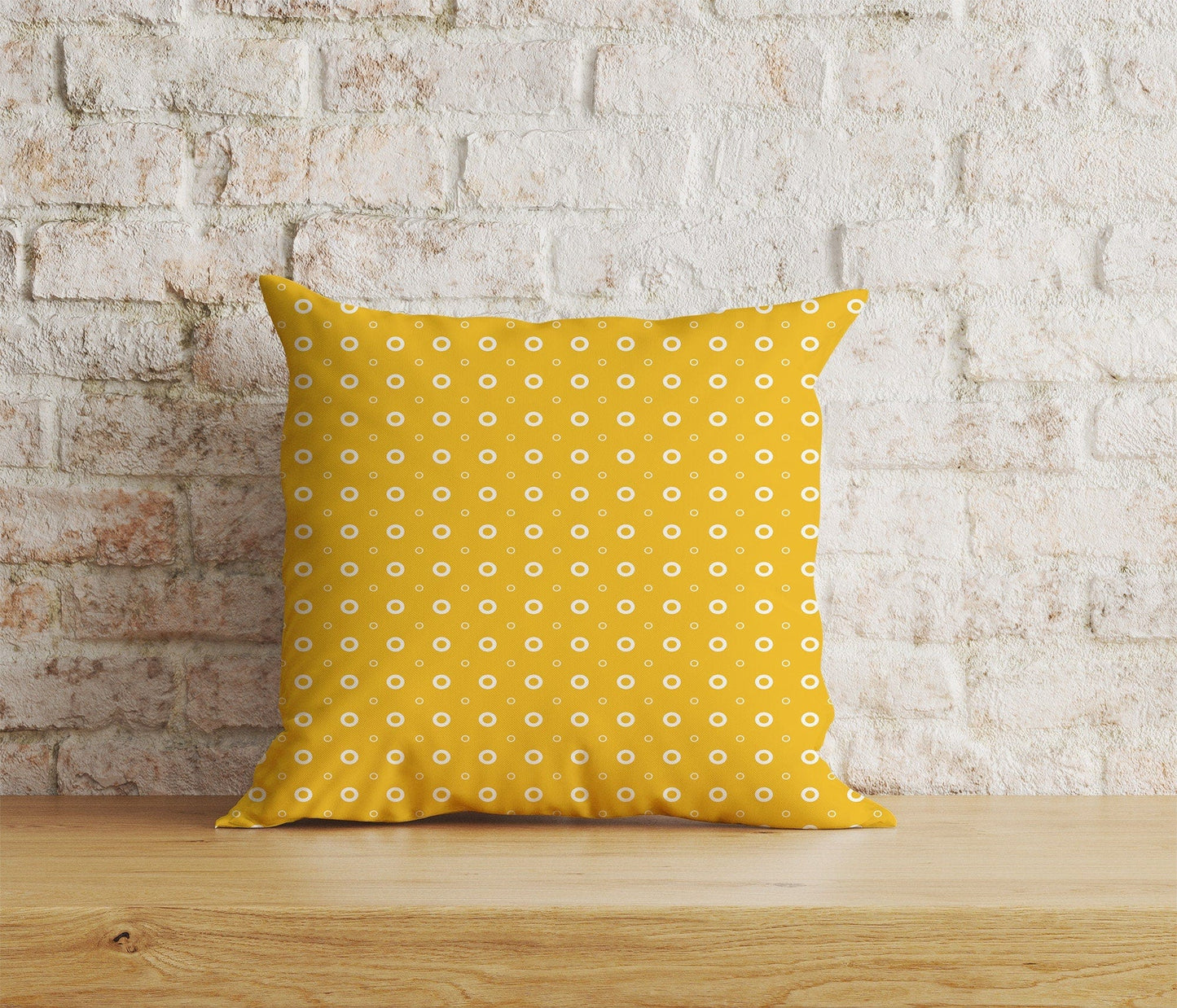 Onay 1 / 12 x 12 inch (30 x 30 cm) Yellow and Orange Polka Dots Dotted Cushion Covers