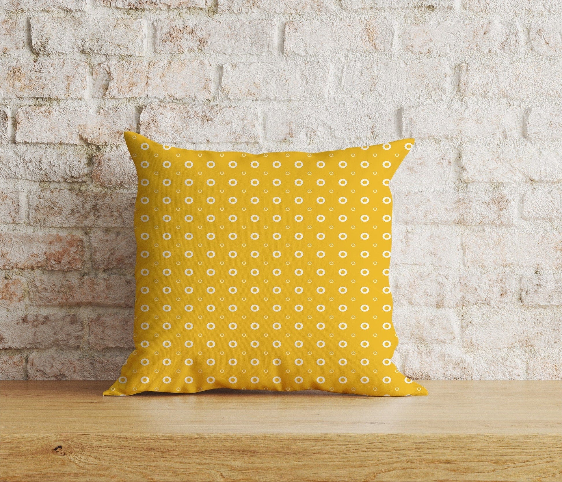 Onay 1 / 12 x 12 inch (30 x 30 cm) Yellow and Orange Polka Dots Dotted Cushion Covers