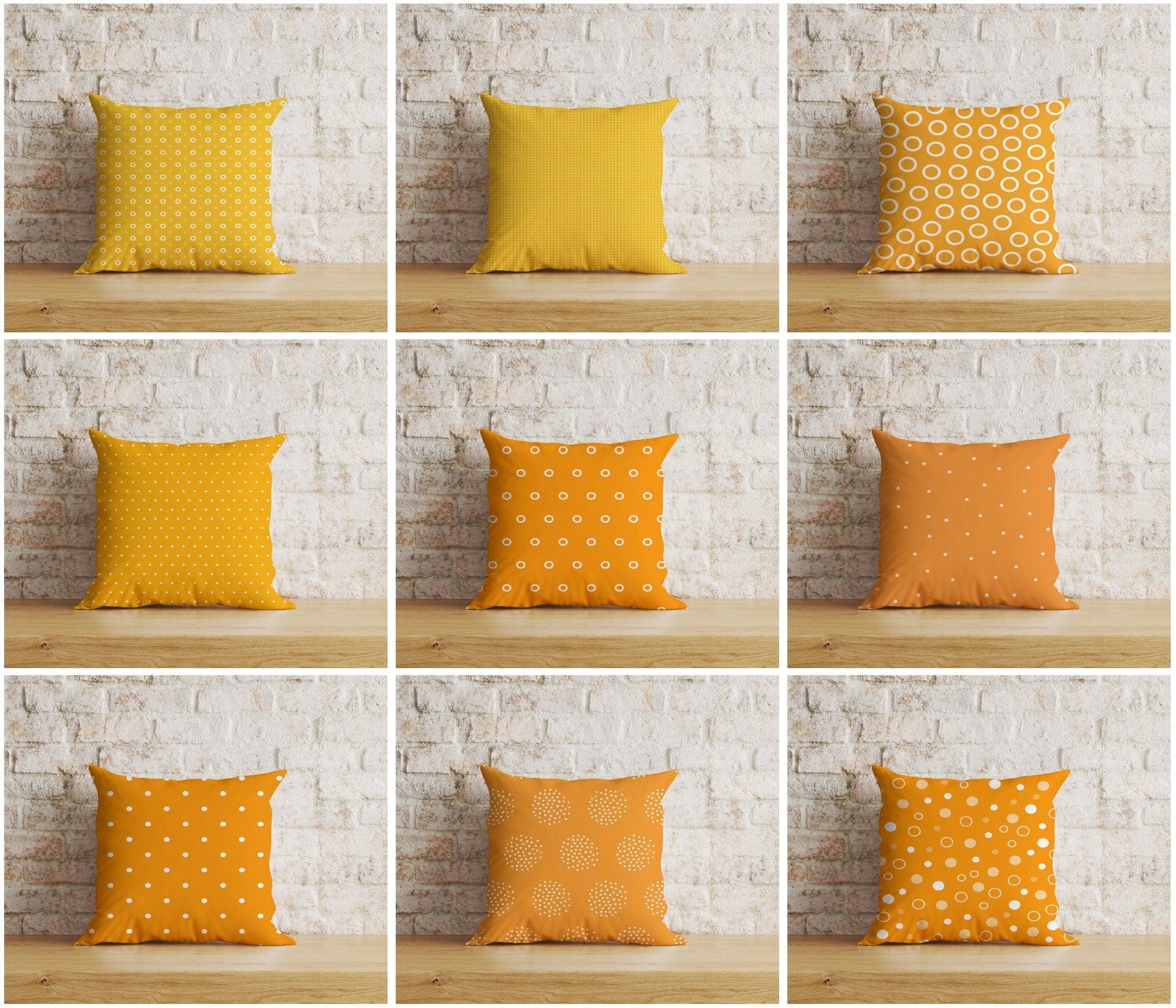 Onay Yellow and Orange Polka Dots Dotted Cushion Covers