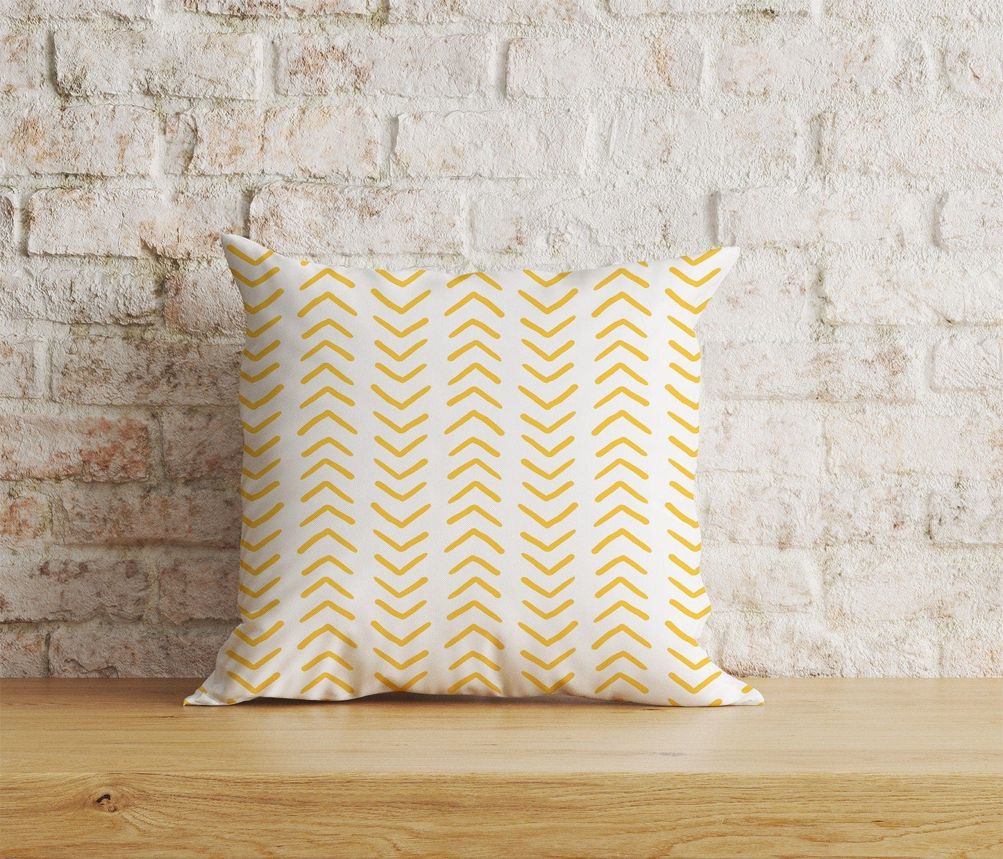 Onay 9 / 12 x 12 inch (30 x 30 cm) Yellow Chevron Yellow Zigzag Decorative Cushion Cover