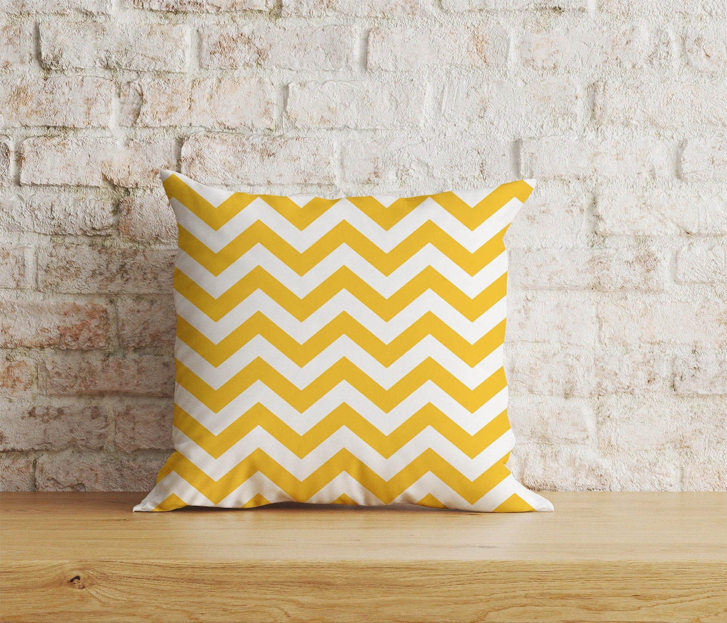 Onay 7 / 12 x 12 inch (30 x 30 cm) Yellow Chevron Yellow Zigzag Decorative Cushion Cover