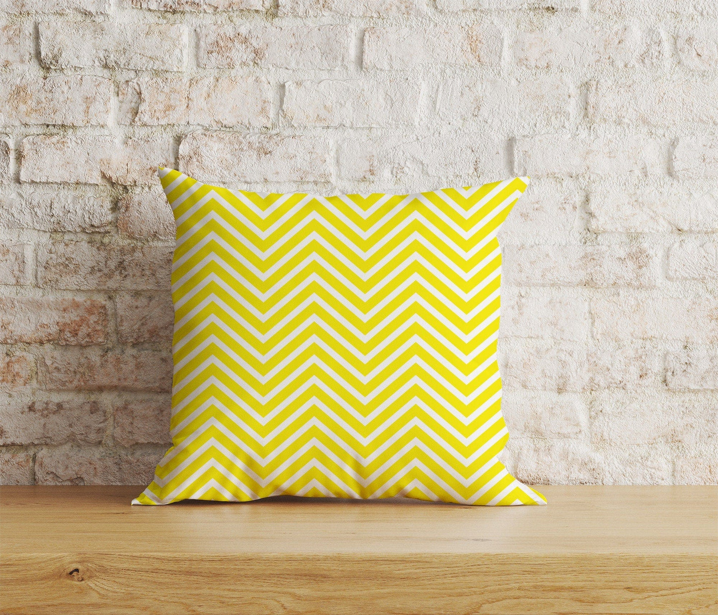 Onay 2 / 12 x 12 inch (30 x 30 cm) Yellow Chevron Yellow Zigzag Decorative Cushion Cover