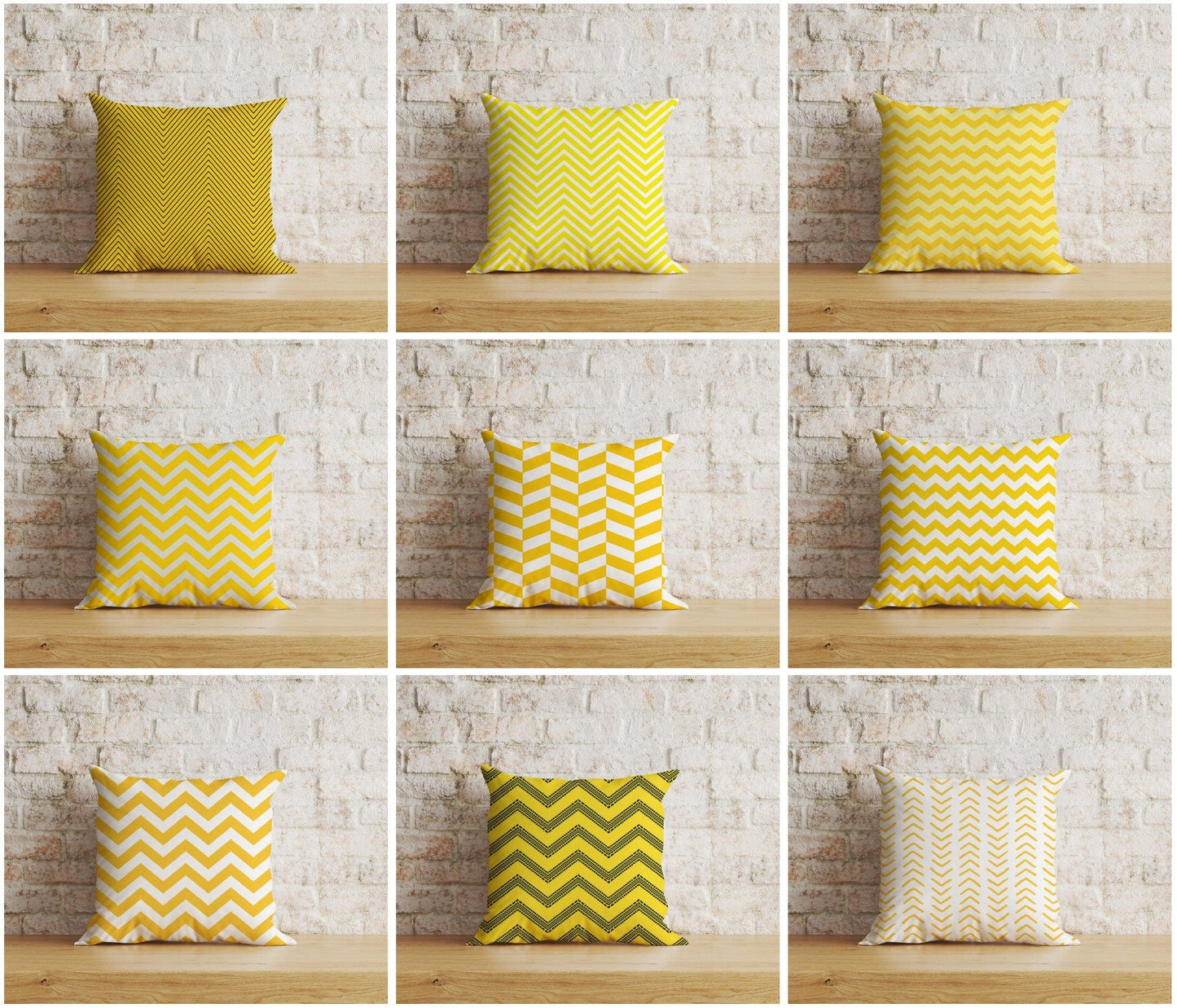 Onay Yellow Chevron Yellow Zigzag Decorative Cushion Cover