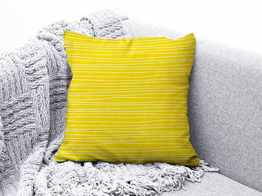 Onay 1 / 12 x 12 inch (30 x 30 cm) Yellow Floral Geometric Striped Home Decor Cushion Cover