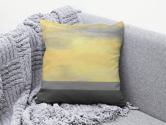 Onay 1 / 12 x 12 inch (30 x 30 cm) Yellow Grey Geometric Line Living Room Cushion Cover