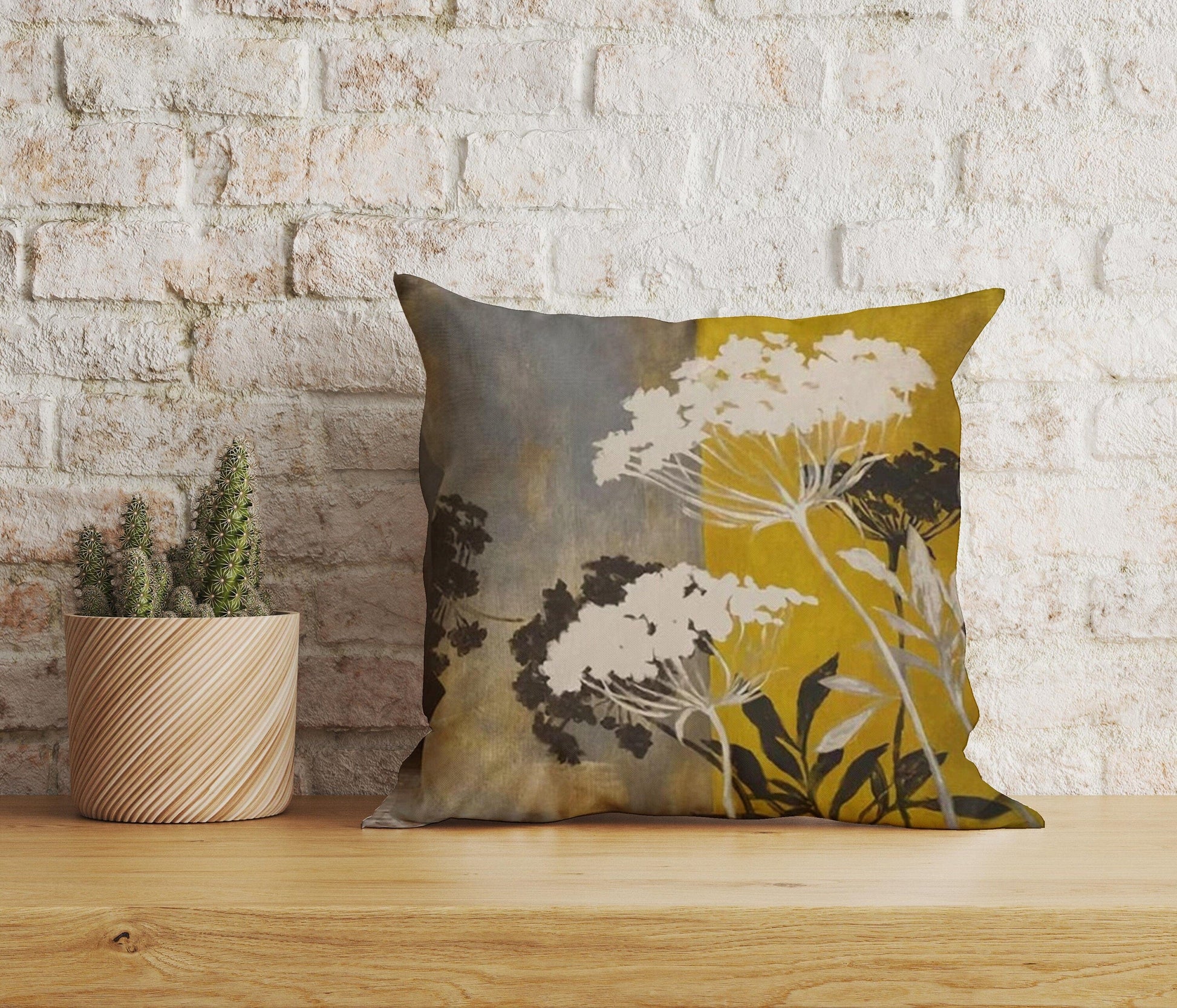 Onay Home Textile 2 / 12 x 12 inch (30 x 30 cm) Double Side Yellow Robin Bird Floral Bird Decorative Cushion Cover
