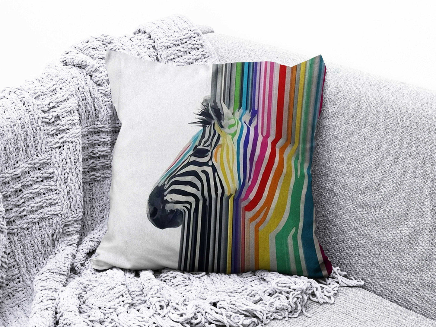 Onay 3 / 12 x 12 inch (30 x 30 cm) Zebra Colourful Decorative Farmhouse Cushion Cover