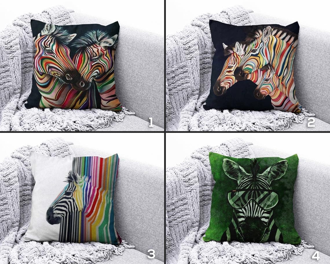 Onay Zebra Colourful Decorative Farmhouse Cushion Cover