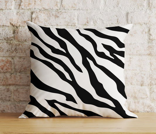 Onay Home Textile 1 / 12 x 12 inch (30 x 30 cm) Double Side Zebra Pattern Black White Stripes Print Cushion Covers
