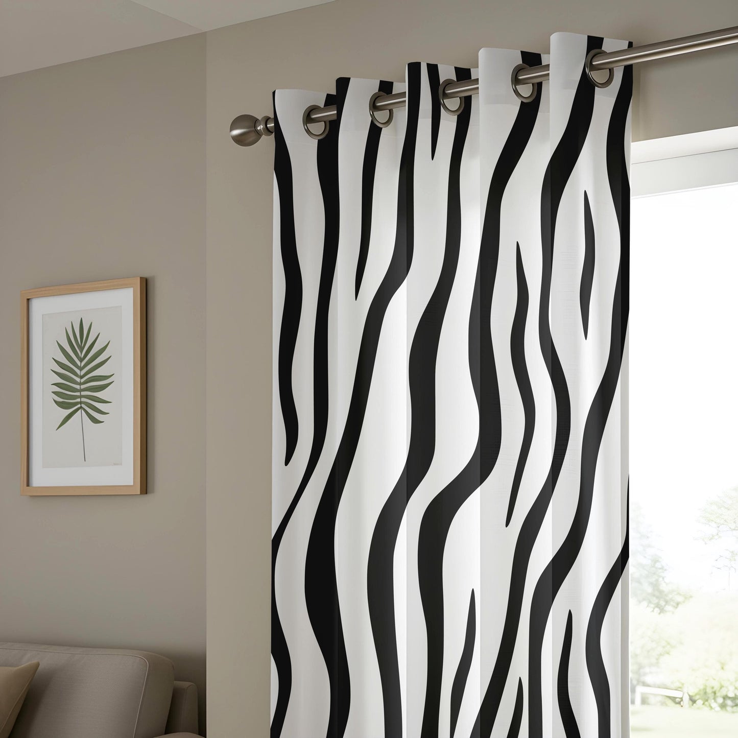 Onay Zebra Stripe Black and White Pattern Curtains, Bold Animal Print Window Drapes