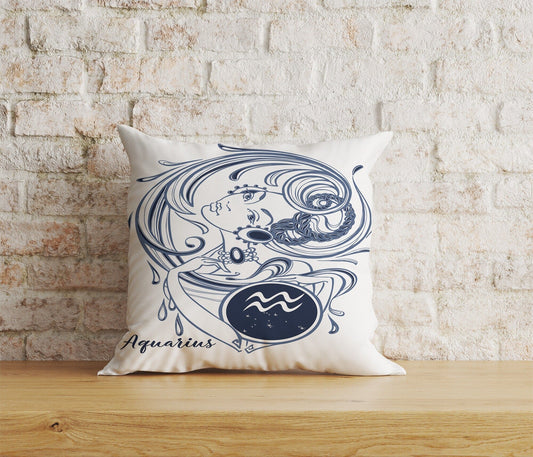 Onay 1 / 12 x 12 inch (30 x 30 cm) Zodiac Astrology Aquarius Aries Leo Virgo Cushion Cover
