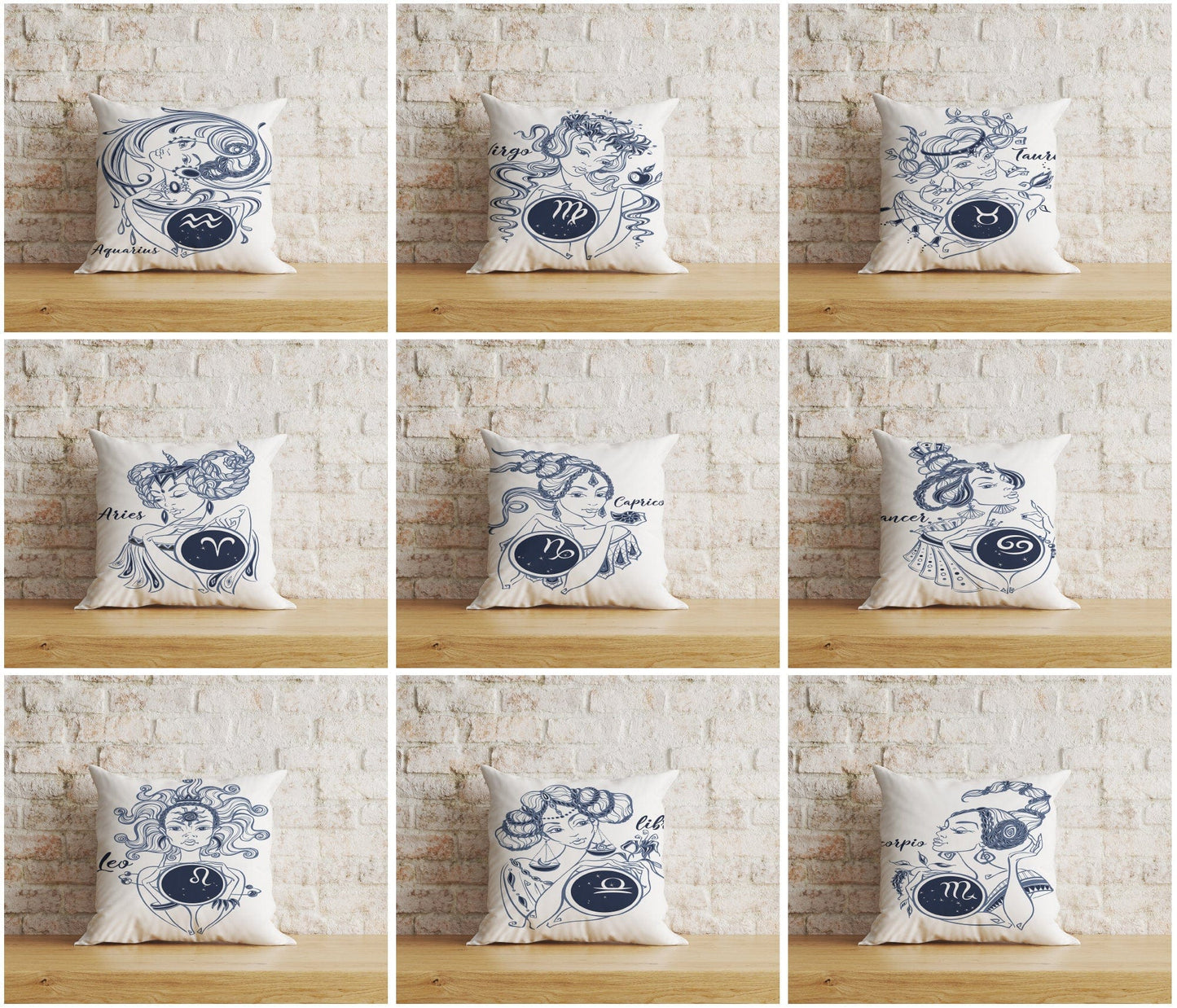 Onay Zodiac Astrology Aquarius Aries Leo Virgo Cushion Cover