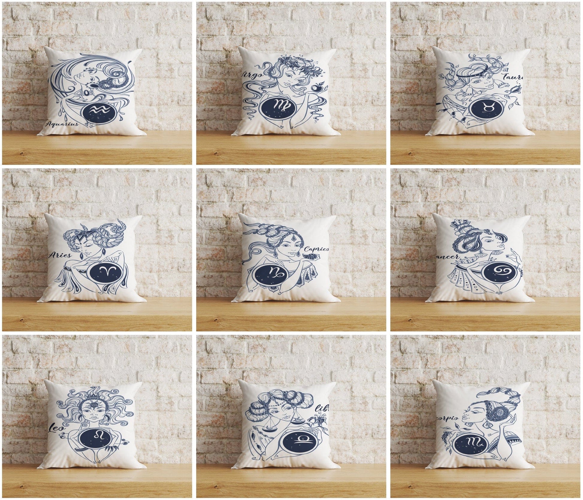 Onay Zodiac Astrology Aquarius Aries Leo Virgo Cushion Cover