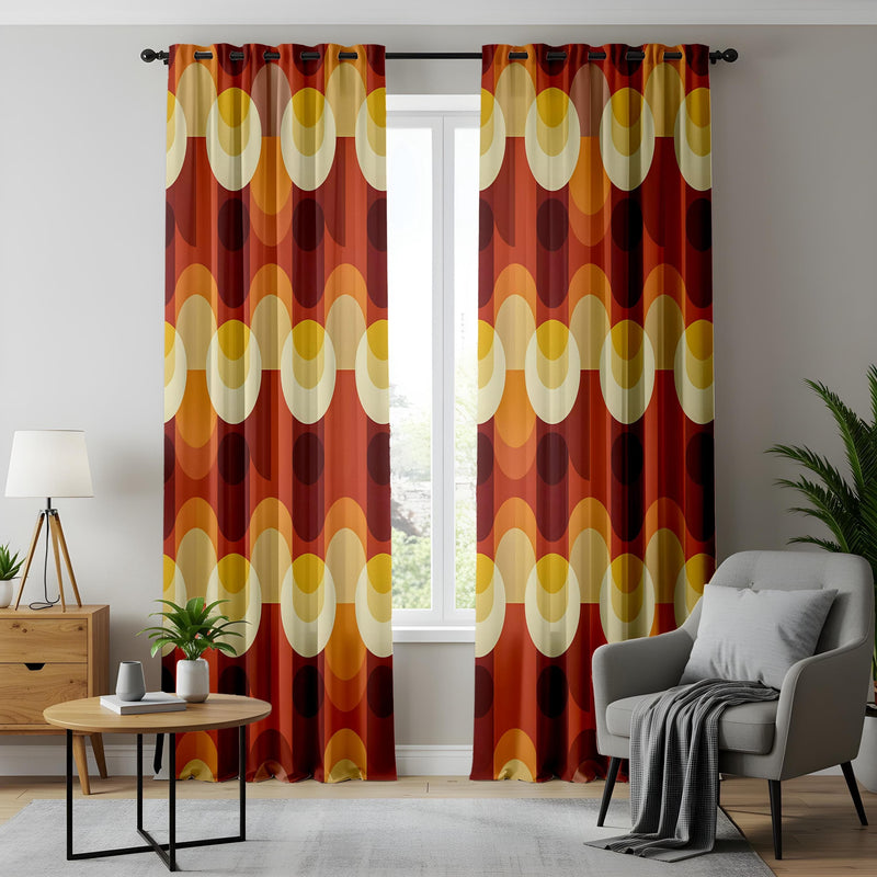 Mid century modern curtains with a 60s and 70s retro pattern