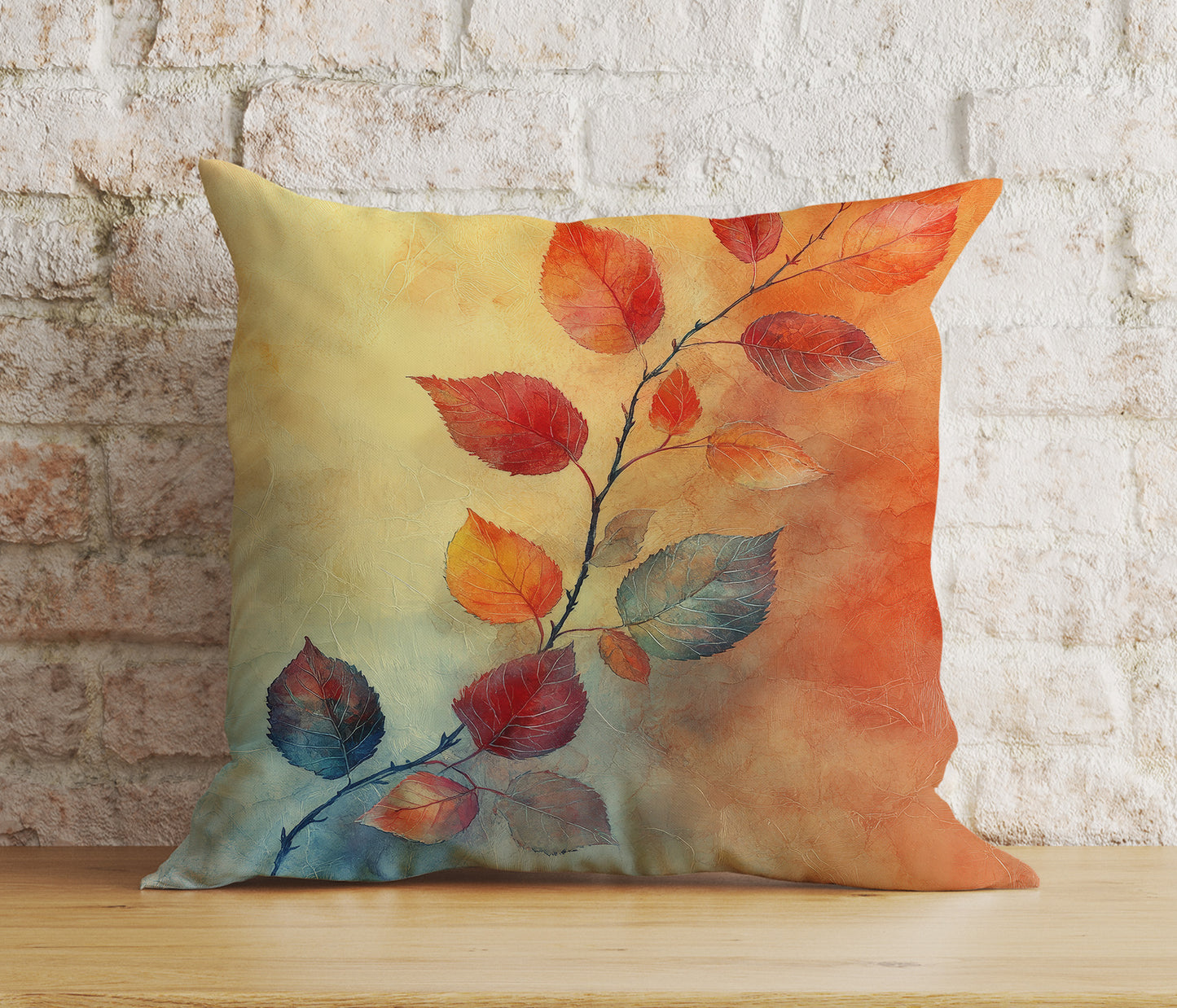 Colorful Autumn Leaf Cushion Cover Rustic Fall Leaves Pillow Cover