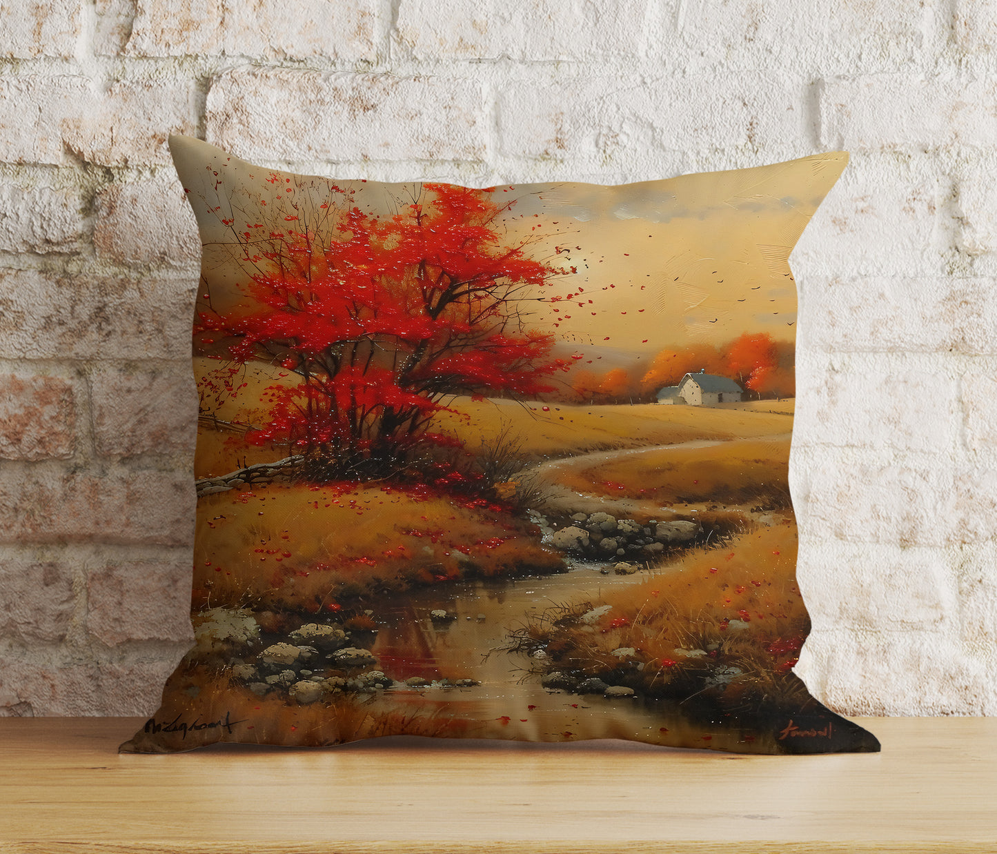 Autumn Trees and Leaves Pillow Cover Vibrant Fall Nature Cushion Covers