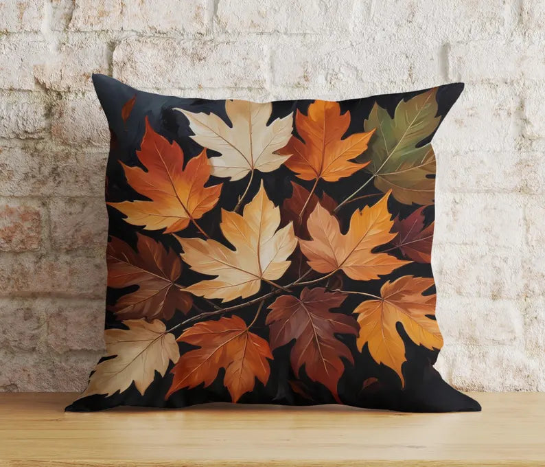 Colorful Fall Leaves Autumn Fall Trend Cushion Cover Euro Sham Covers