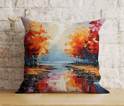 Autumn Trees and Leaves Pillow Cover Vibrant Fall Nature Cushion Covers