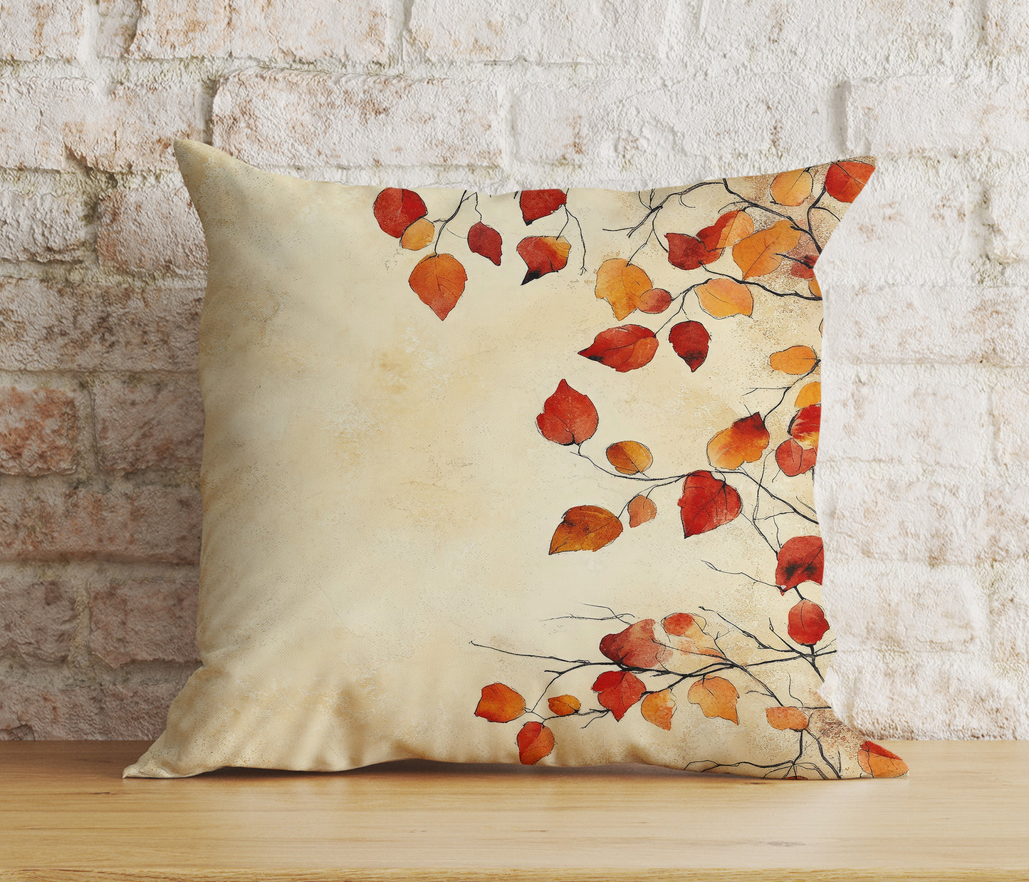 Colorful Autumn Leaf Cushion Cover Rustic Fall Leaves Pillow Cover