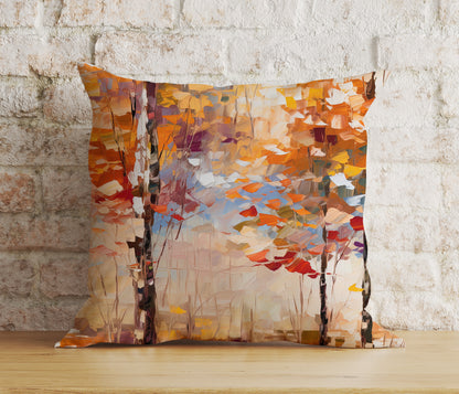 Autumn Trees and Leaves Pillow Cover Vibrant Fall Nature Cushion Covers