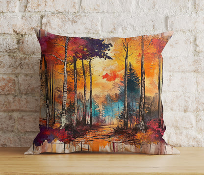 Autumn Trees and Leaves Pillow Cover Vibrant Fall Nature Cushion Covers