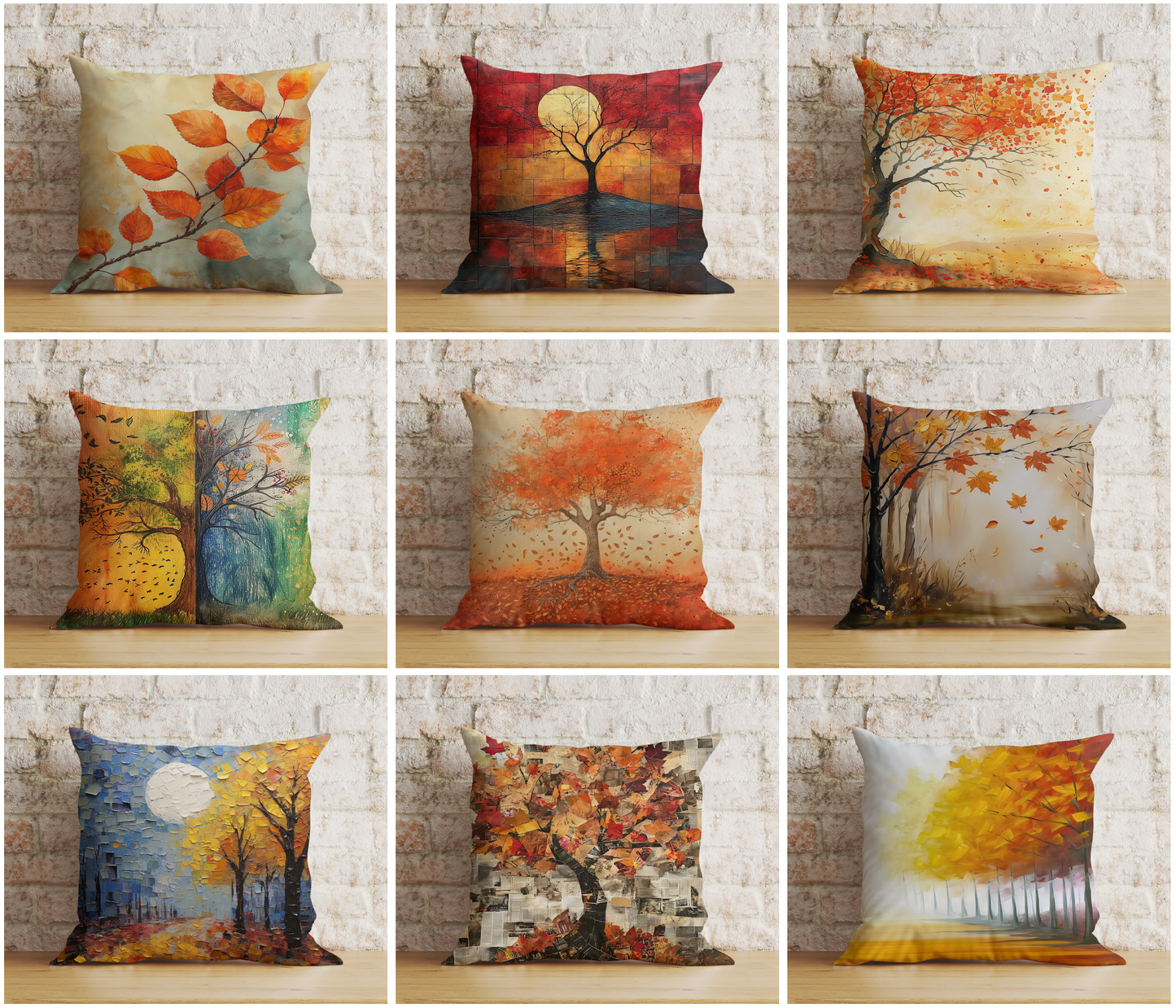 Cozy Autumn Tree and Leaves Pillow Cover Fall Home Decor Cushion Covers