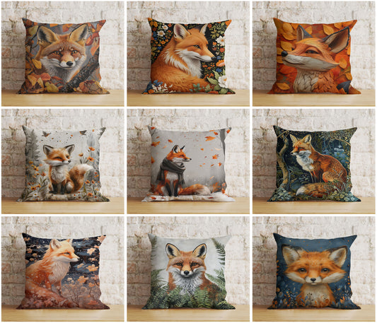 Autumn Fox in Fall Leaves Cushion Covers