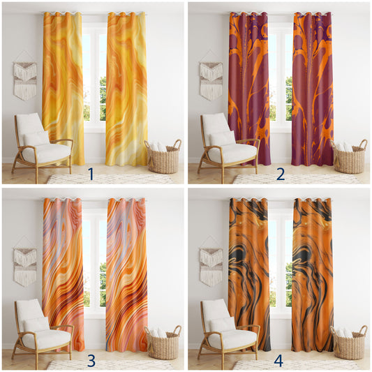 Colorful Abstract Curtains Ebru Pattern Home Drapes