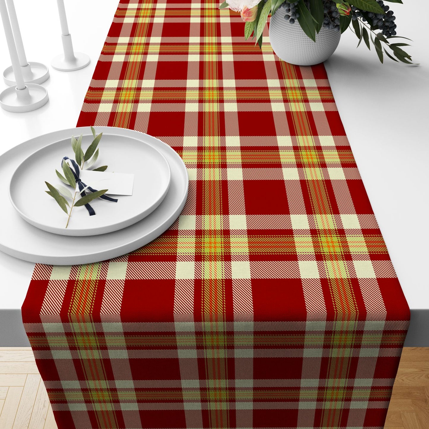 Festive Christmas Tartan Plaid Table Runner