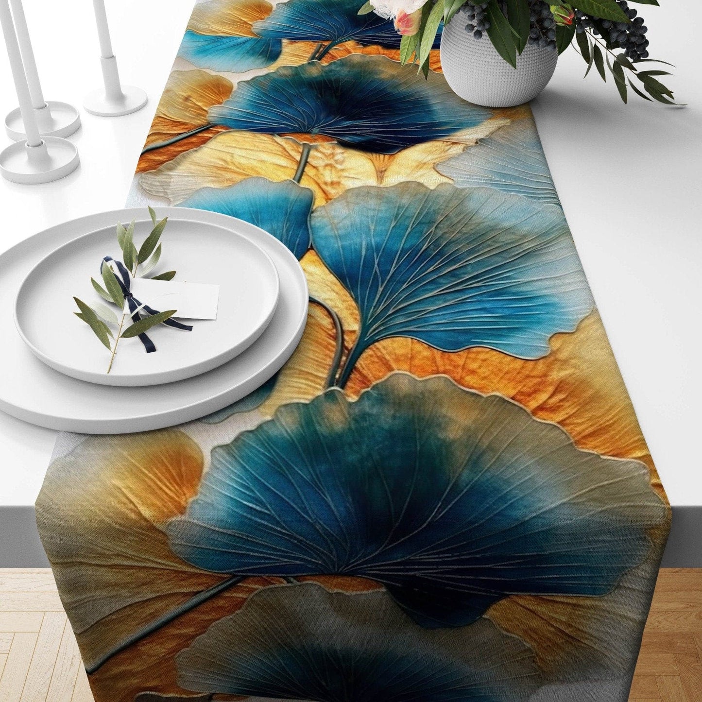 Onay Home Textile 4 / 12 x 46 inch (30 x 120 cm) Abstract and Floral Table Runners Boho Flowers Runner