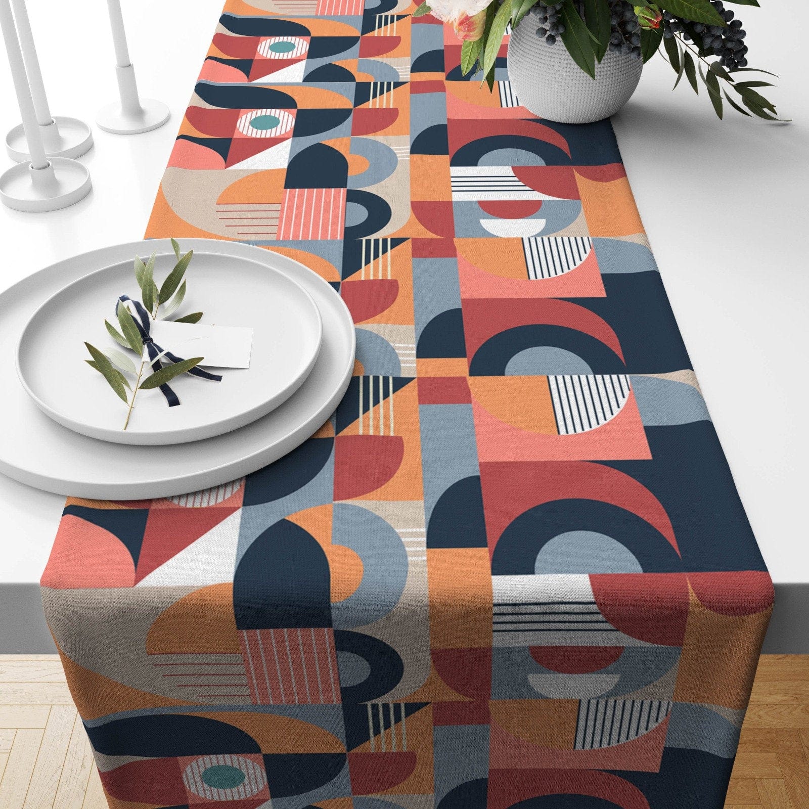 Onay Home Textile 3 / 12 x 46 inch (30 x 120 cm) Abstract and Floral Table Runners Boho Flowers Runner