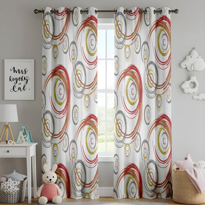 Onay Abstract Circle Living Room Curtains, Colorful Swirl Print Drapes