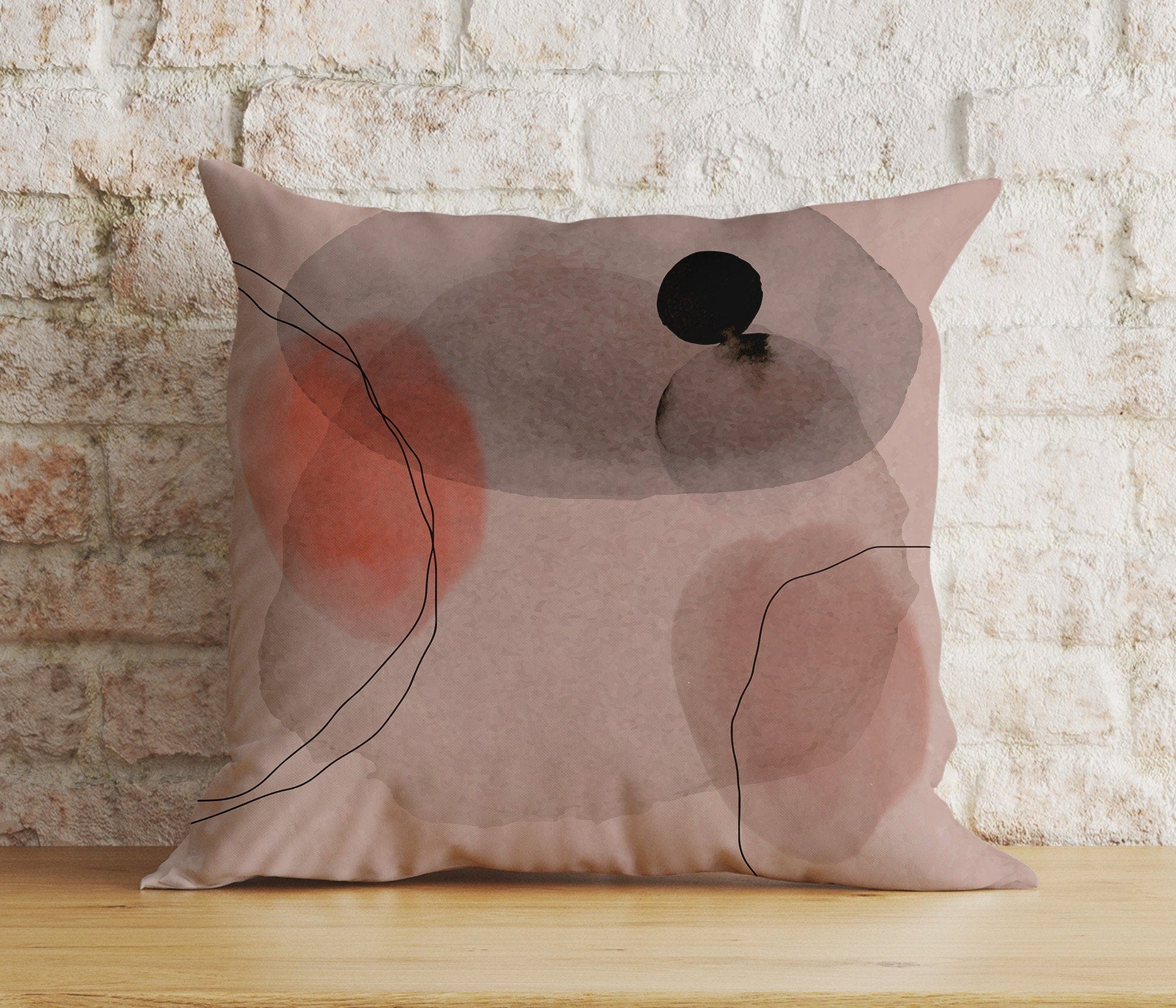Onay 2 / 12 x 12 inch (30 x 30 cm) Double Side Abstract Cushion Cover Mid Century Modern Pillow Cover Minimalist Drawing