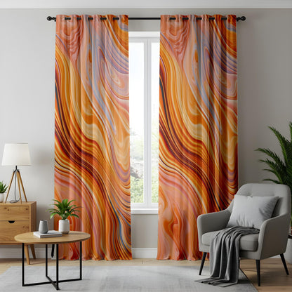 Onay Abstract Swirls Window Curtains, Modern Artistic Flow Design