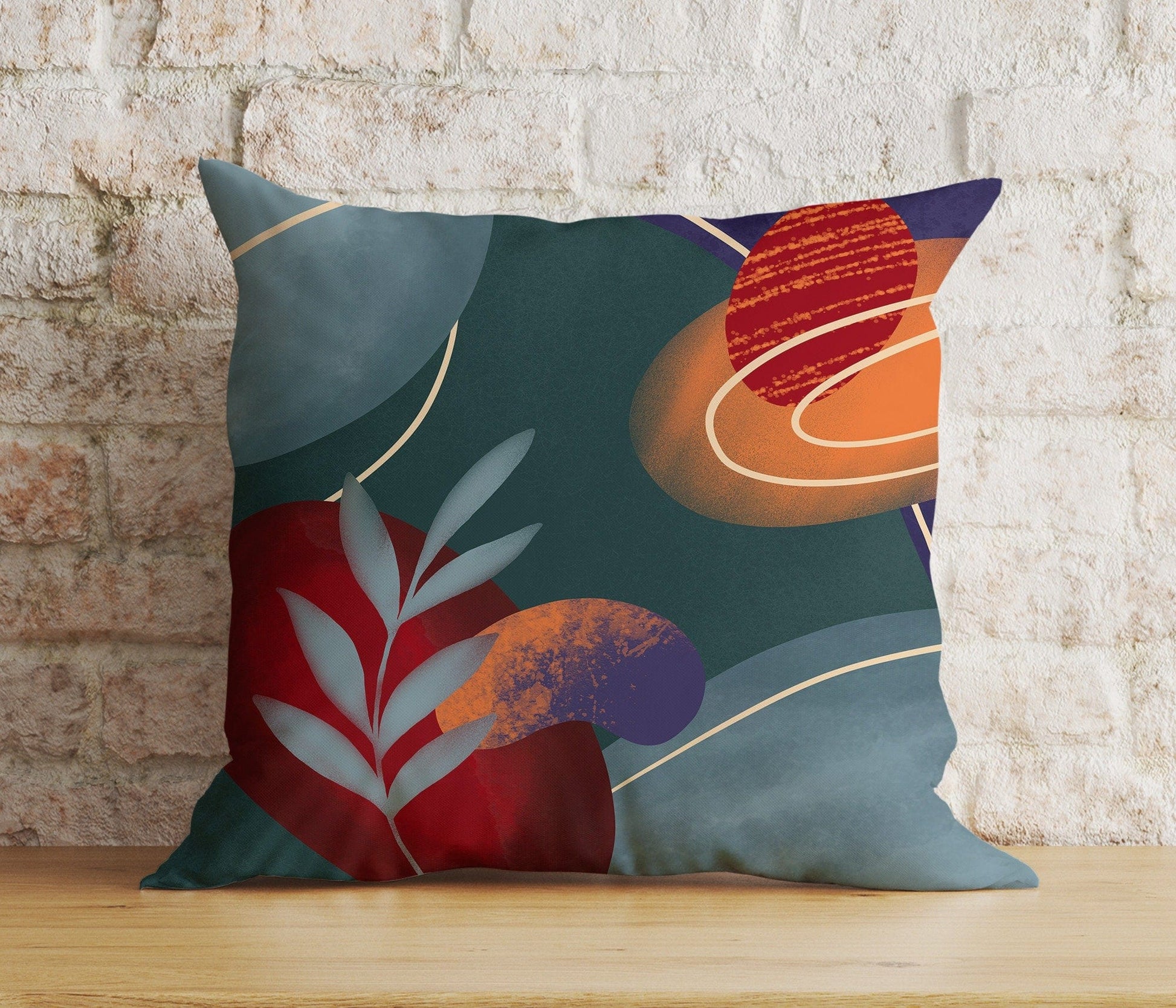 Onay 4 / 12 x 12 inch (30 x 30 cm) Double Side Abstract Watercolor Cushion Cover Burgundy Elements Pillow Cover