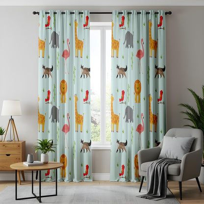 Onay Adorable Safari Animal Curtains – Playful Jungle Friends Nursery Drapes